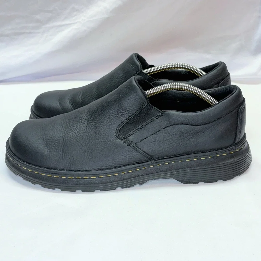 Dr Martens Boyle Slip On Black Leather Shoes Men's US 12 EU 46 Air Cushion Sole